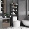 Over the Toilet Storage Shelf with 4 Tiers Adjustable Shelves and Hooks Freestanding Metal